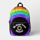 レインボーグリッタープライドLGBTはあなたの真の色になる プリントバックパック (正面)