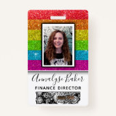 レインボーグリッタープロフェッショナルCNAナース写真名 バッジ (正面)