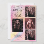 レインボーグリッターホログラフィック5枚の写真甘い16 招待状 (裏面)