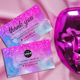 レインボーグリッターホログラフィ感謝していックユー 名刺