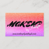 レインボーグリッターメイクアップスタイルヘアビジネスカード 名刺 (正面)