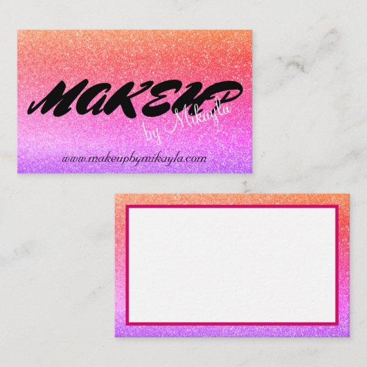 レインボーグリッターメイクアップスタイルヘア 名刺 (正面/裏面)