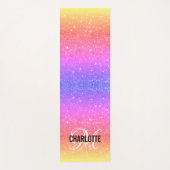 レインボーグリッターモダンモノグラム名 ヨガマット (正面)
