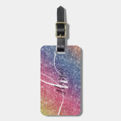 レインボーグリッターモノグラム名 ラゲッジタグ (正面縦)
