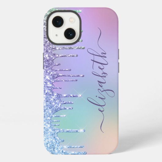 レインボーグリッターモノグラム iPhoneケース (裏面)
