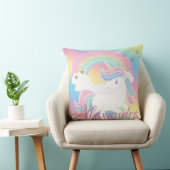 レインボーグリッターユニコーンウィズ名前をカスタムする クッション (椅子)