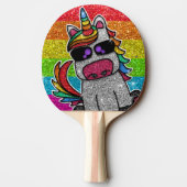 レインボーグリッターユニコーンスパークリーLGBTQ+スパークルズ 卓球ラケット (裏面)