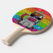 レインボーグリッターユニコーンスパークリーLGBTQ+スパークルズ 卓球ラケット (正面アングル)