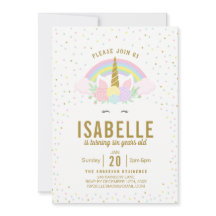 レインボーグリッターユニコーンバースデーパーティー招待