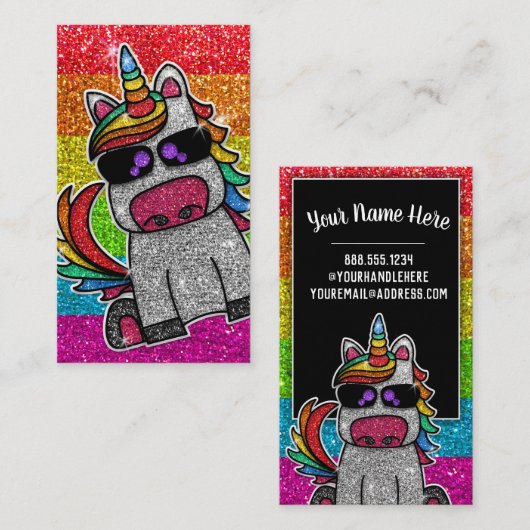 レインボーグリッターユニコーンプロフェッショナルソーシャルメディア 名刺