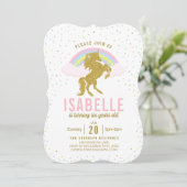 レインボーグリッターユニコーン誕生日パーティーの招待 招待状 (スタンド正面)