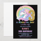 レインボーグリッターユニコーン誕生日招待状 招待状 (正面/裏面)