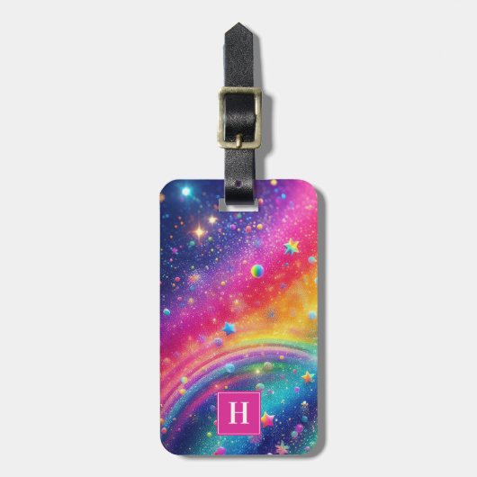 レインボーグリッターラゲージタグ ラゲッジタグ (正面縦)