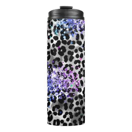 *~*レインボーグリッター動物ヒョウの斑点ガーリーQR タンブラー (正面)