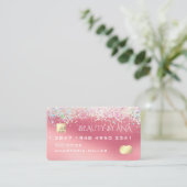 レインボーグリッター散水クレジットカードデザインスタイル 名刺 (スタンド正面)