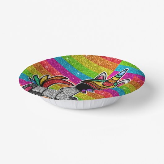 レインボーグリッター来ユニコーンアウトバースデーパーティー ペーパーボウル (傾斜あり)