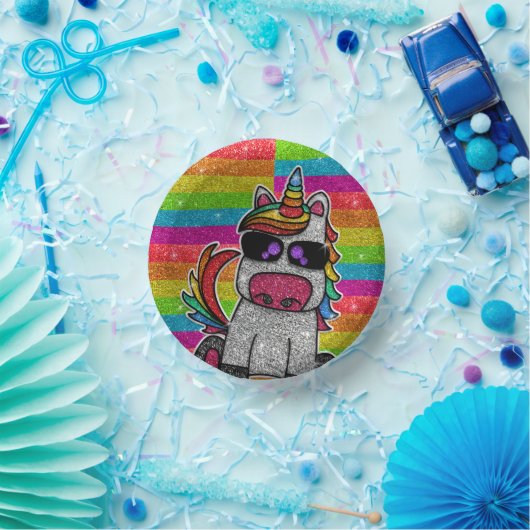 レインボーグリッター来ユニコーンアウトバースデーパーティー ペーパーボウル (パーティー)