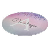 レインボーグリッター滴下グラームとモノグラム カッティングボード (角)