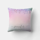 レインボーグリッター滴下グラームとモノグラム クッション (裏面)