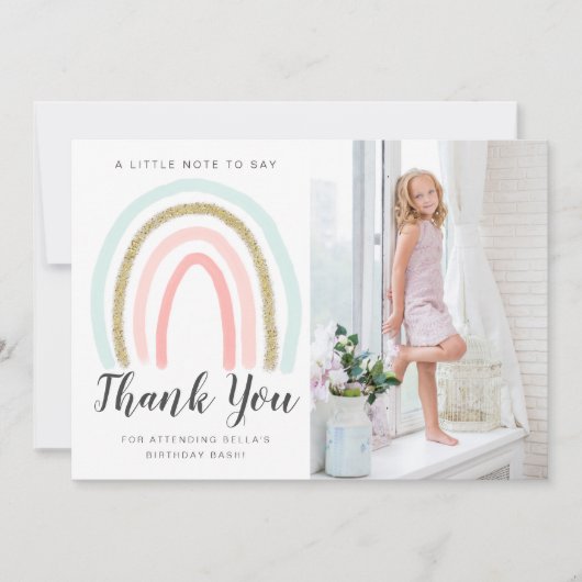 レインボーグリッター誕生日サンキューカード サンキューカード (正面)