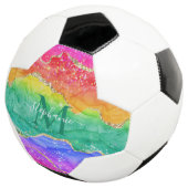 レインボーグリッター金ゴールドアゲートモノグラム サッカーボール (3/4)