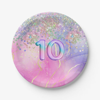 レインボーグリッター10thバースデーパーティー ペーパープレート