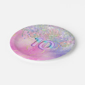 レインボーグリッター10thバースデーパーティー ペーパープレート (アングル)