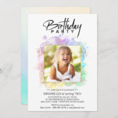 *~*レインボーグリッター2 2 AR21フォト誕生日 招待状 (正面/裏面)