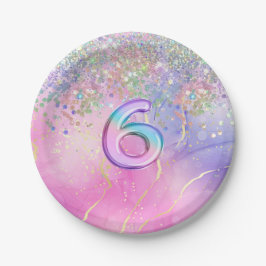 レインボーグリッター6thバースデーパーティー ペーパープレート