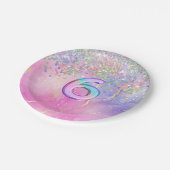 レインボーグリッター6thバースデーパーティー ペーパープレート (アングル)