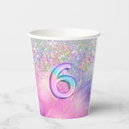 レインボーグリッター6thバースデーパーティー 紙コップ