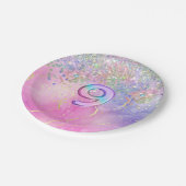 レインボーグリッター9thバースデーパーティー ペーパープレート (アングル)