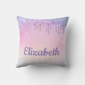 レインボーグリッター パーソナライズされた クッション (裏面)