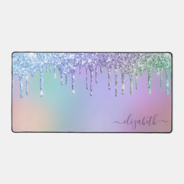 レインボーグリッター パーソナライズされた デスクマット