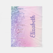 レインボーグリッター パーソナライズされた フリースブランケット (正面)