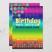 レインボーグルービーバースデーパーティー 招待状 (正面/裏面)