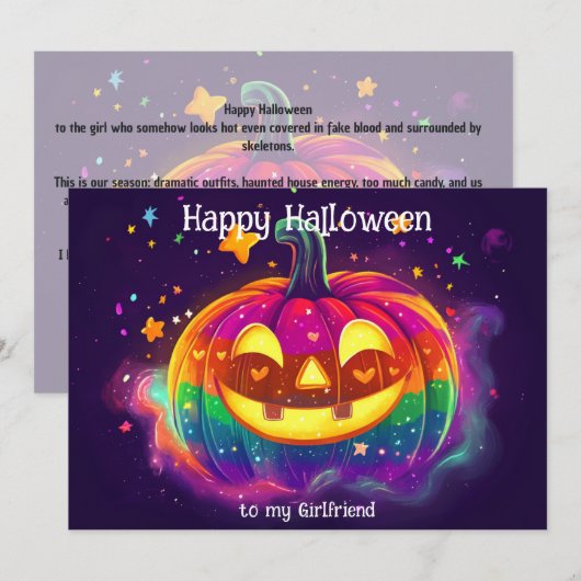 🌈🎃レインボーグローパンプキンカード 招待状 (正面/裏面)