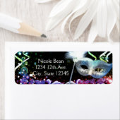 レインボーグローマスカレードマスク誕生日パーティー ラベル (インサイチュ)