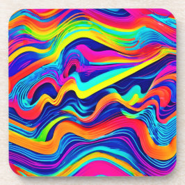 レインボーグロー抽象芸術パターン コースター