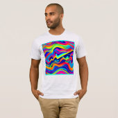 レインボーグロー抽象芸術パターン Tシャツ (正面フル)