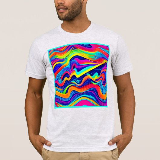 レインボーグロー抽象芸術パターン Tシャツ (正面)