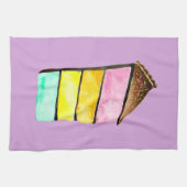 レインボーケーキかわいい水色 キッチンタオル (横)