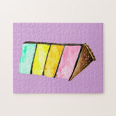 レインボーケーキかわいい水色 ジグソーパズル (横)