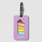 レインボーケーキかわいい水色 ラゲッジタグ (正面縦)