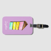 レインボーケーキかわいい水色 ラゲッジタグ (正面横)