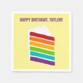 レインボーケーキのスライスカスタムパーティー スタンダードカクテルナプキン (正面)