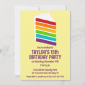 レインボーケーキのスライスカスタムパーティー 招待状 (正面)