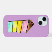 レインボーケーキの水彩イラスト iPhone 15ケース (裏面横)