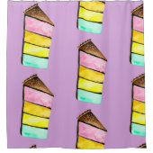 レインボーケーキの水色かわいい シャワーカーテン (正面)