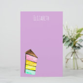 レインボーケーキの水色かわいい 便箋 (スタンド正面)